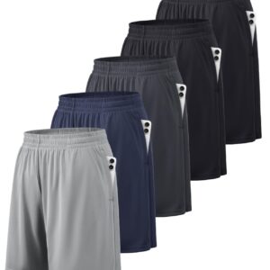 Men’s Quick-Dry Athletic Shorts with Pockets – 10” Inseam Active Workout Shorts with Elastic Waistband