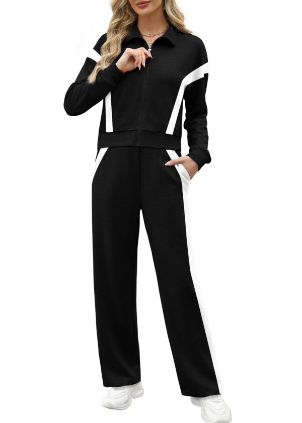 Women’s 2-Piece Lounge Set – Full-Zip Sweatshirt with Wide-Leg Sweatpants Matching Tracksuit