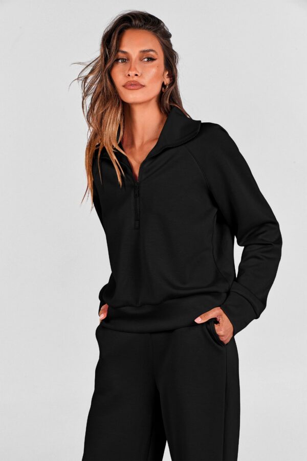 Women’s 2-Piece Lounge Set – Half-Zip Sweatshirt with Wide-Leg Pants Tracksuit