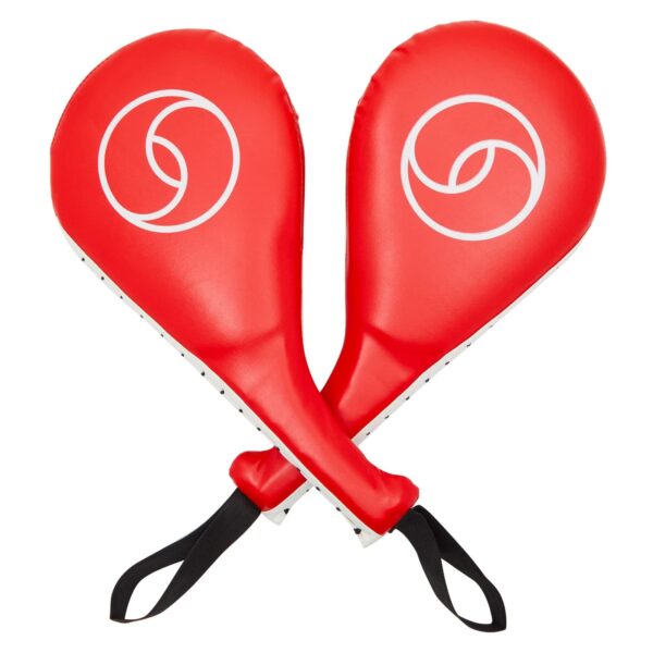 Martial Arts Kick Pads – 2 Pack Red Sparring Pads with Wrist Straps for Karate, Kickboxing, and Taekwondo