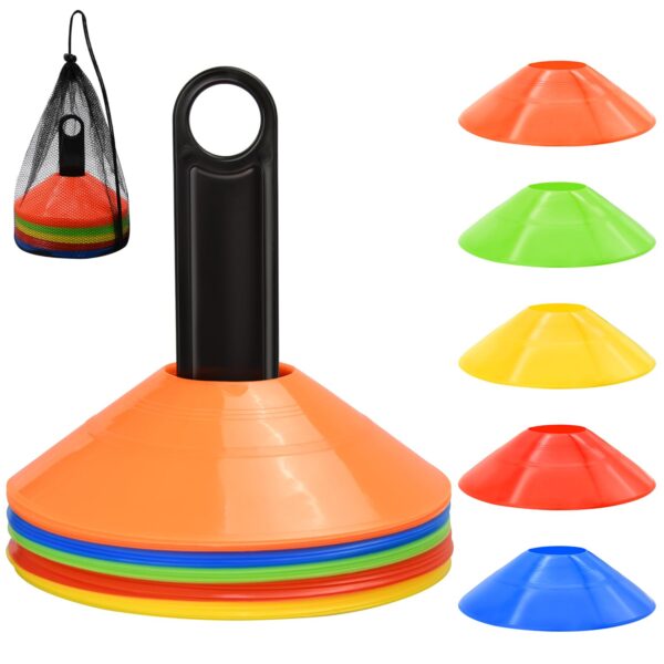 Agility Training Disc Cones – 25/50/100 PCS Soccer, Football & Sports Cones with Carry Bag