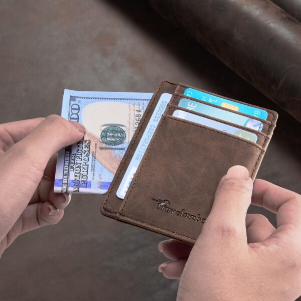 Slim Leather Wallet for Men – RFID Blocking Minimalist Card Holder with Cash Slot
